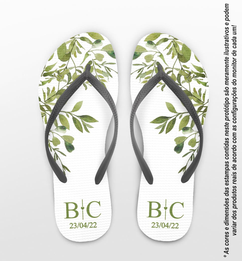 Chinelo Casamento Folhagem Personalizado COD 10703