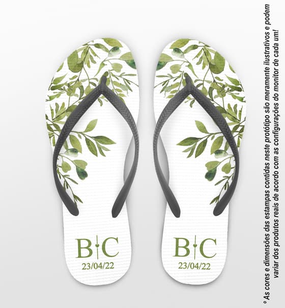 Chinelo Casamento Folhagem Personalizado COD 10703