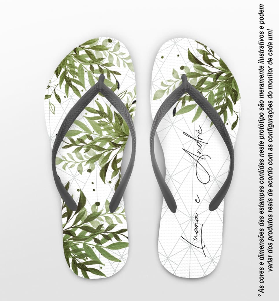 Chinelo Casamento Folhagem Personalizado COD 10718