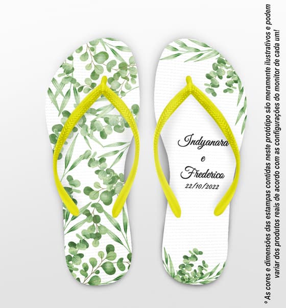 Chinelo Casamento Folhagem Personalizado COD 10732