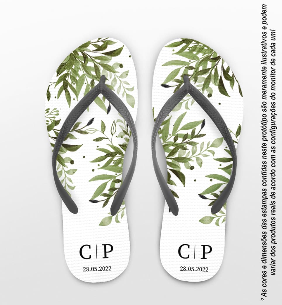 Chinelo Casamento Folhagem Personalizado COD 10737