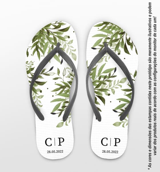 Chinelo Casamento Folhagem Personalizado COD 10737
