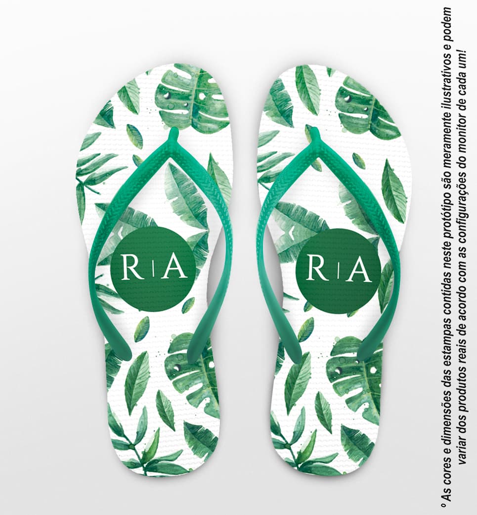 Chinelo Casamento Folhagem Personalizado COD 10765