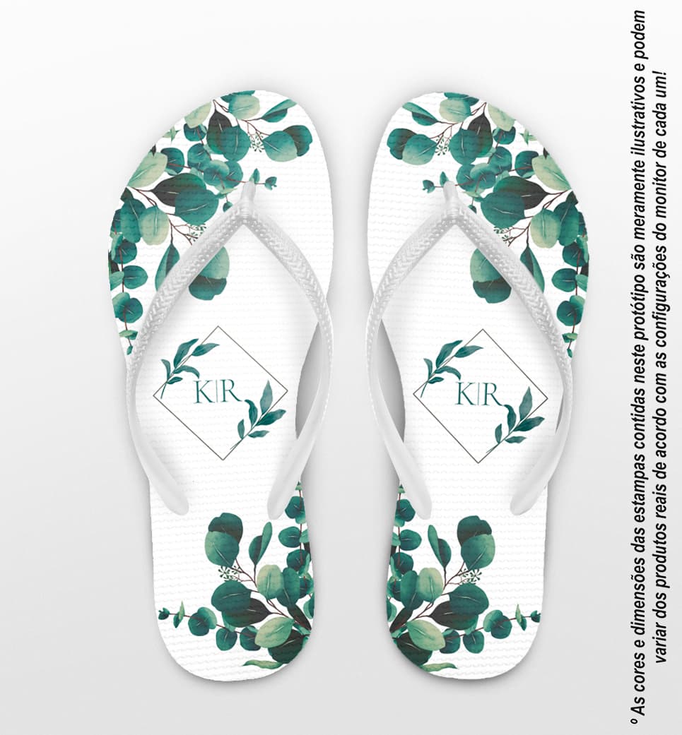 Chinelo Casamento Folhagem Personalizado COD 10766