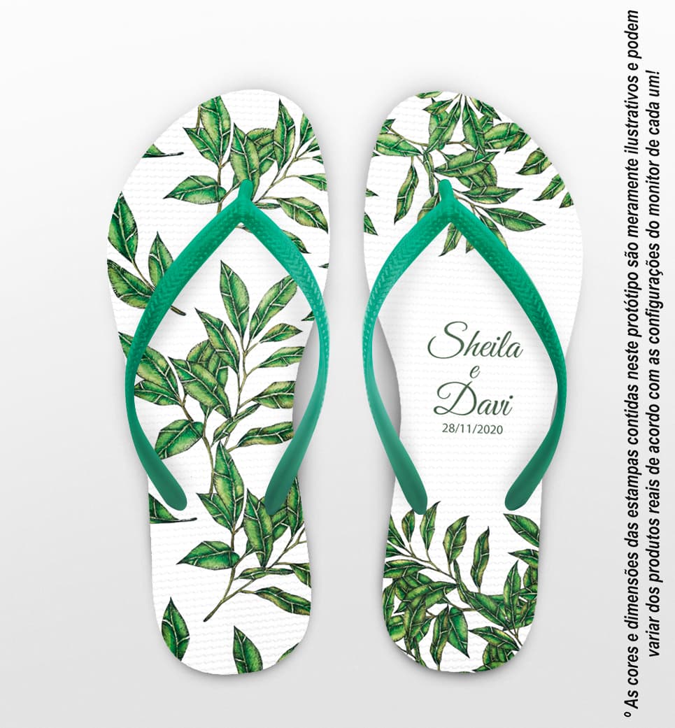 Chinelo Casamento Folhagem Personalizado COD 8014
