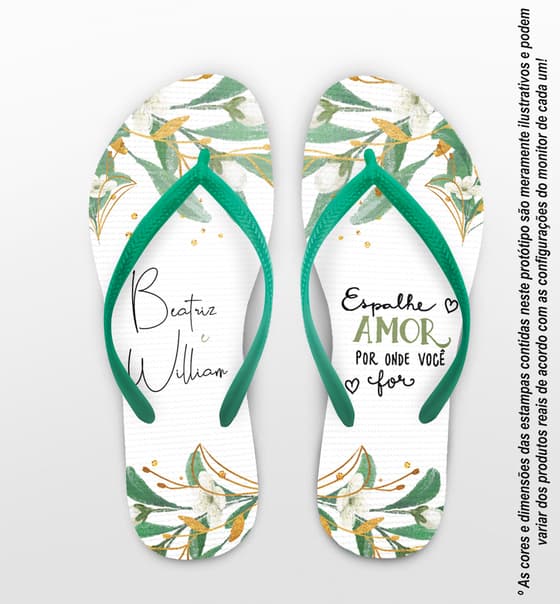 Chinelo Casamento Folhagens Personalizado COD 10272