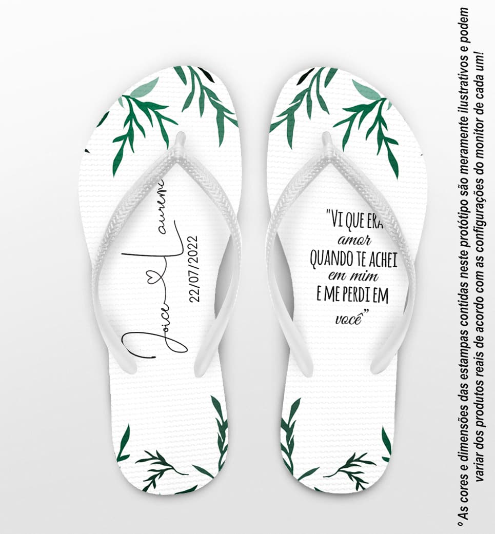 Chinelo Casamento Folhagens Personalizado COD 10276