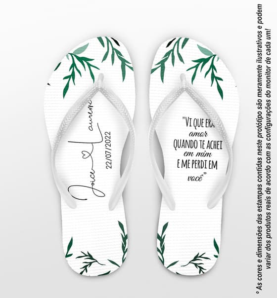 Chinelo Casamento Folhagens Personalizado COD 10276