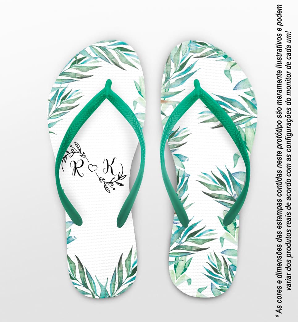Chinelo Casamento Folhagens Personalizado COD 10278