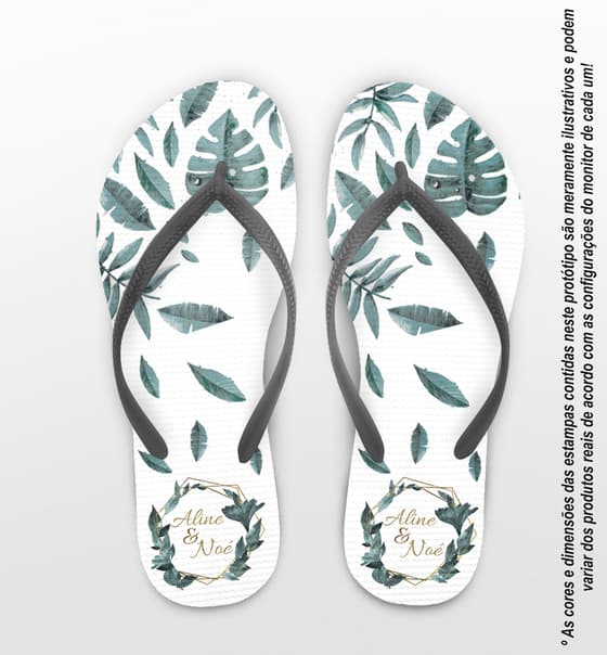 Chinelo Casamento Folhagens Tropicais Personalizado COD 7973