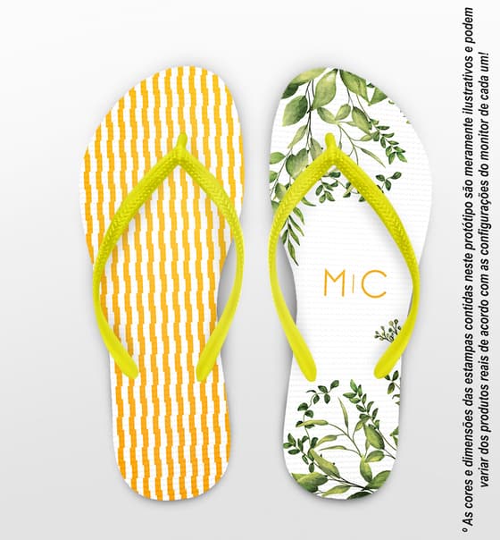Chinelo Casamento Folhas e Listras Personalizado COD 10782