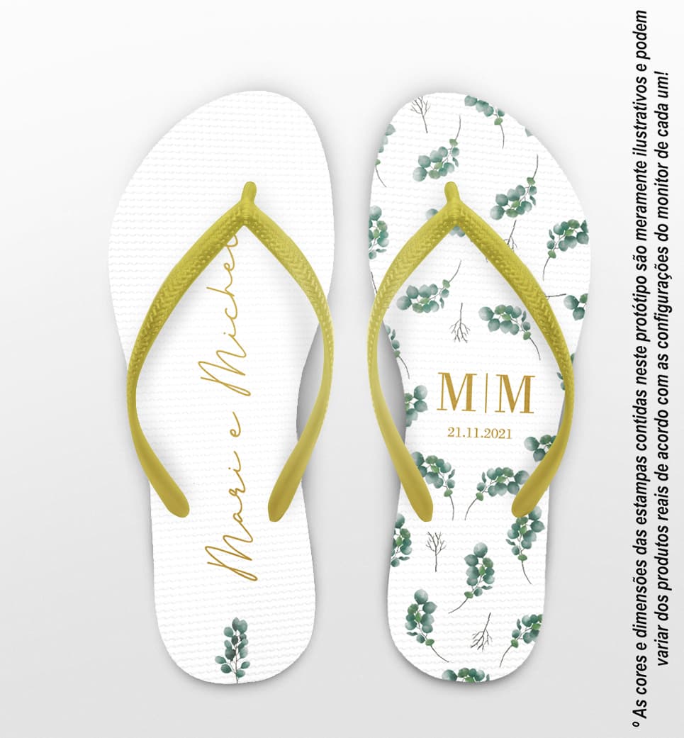 Chinelo Casamento Folhas Eucalipto Personalizado COD 10309
