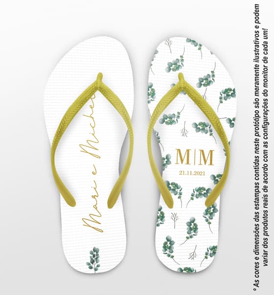 Chinelo Casamento Folhas Eucalipto Personalizado COD 10309