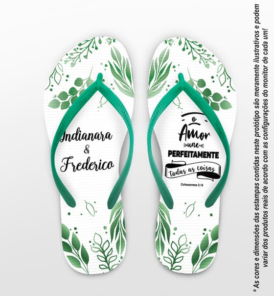 Chinelo Casamento Folhas Personalizado COD 10750