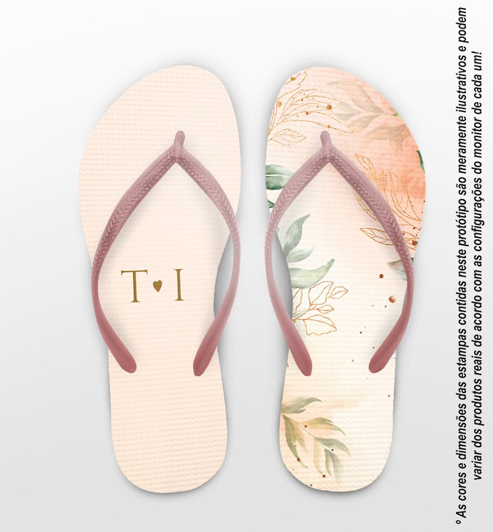 Chinelo Casamento Folhas Personalizado COD 10764