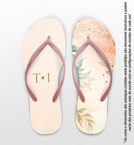 Chinelo Casamento Folhas Personalizado COD 10764