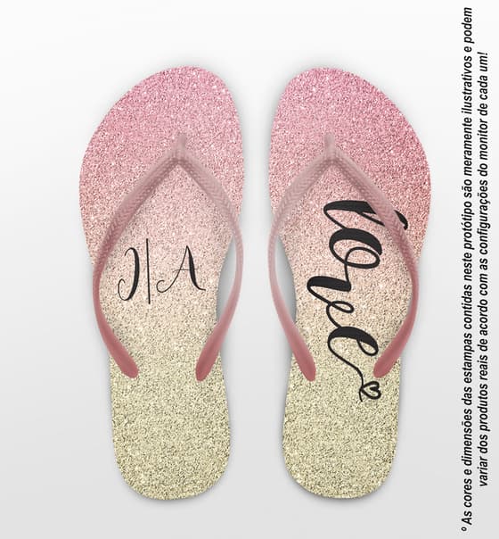 Chinelo Casamento Fundo Glitter Personalizado COD 7998