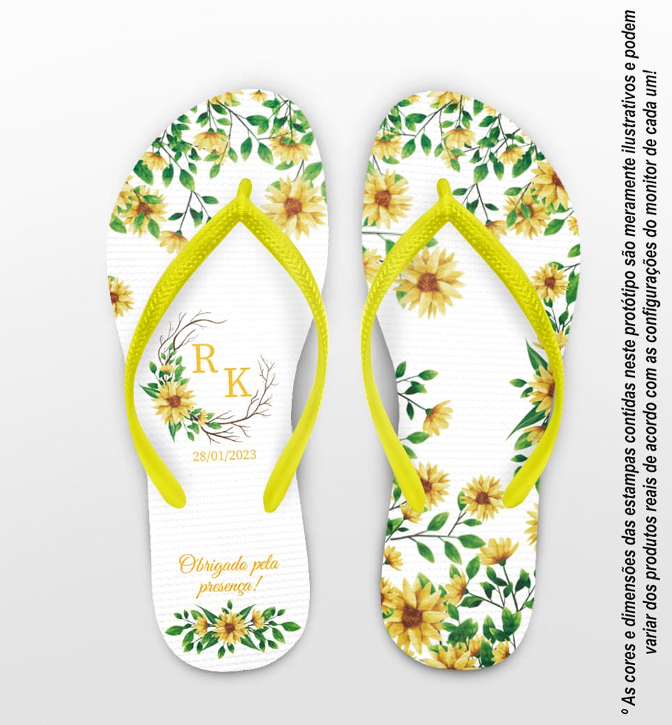 Chinelo Casamento Girassol Personalizado COD 10583