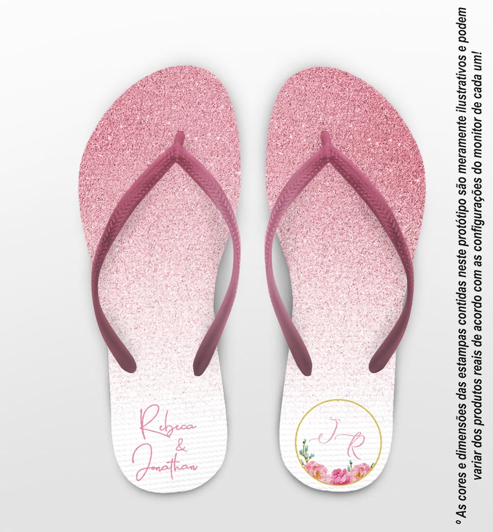 Chinelo Casamento Glitter Degradê Persoonalizado COD 10313