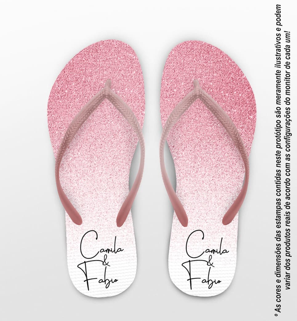 Chinelo Casamento Glitter Degrade Rosa Personalizado COD 7867