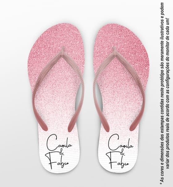 Chinelo Casamento Glitter Degrade Rosa Personalizado COD 7867