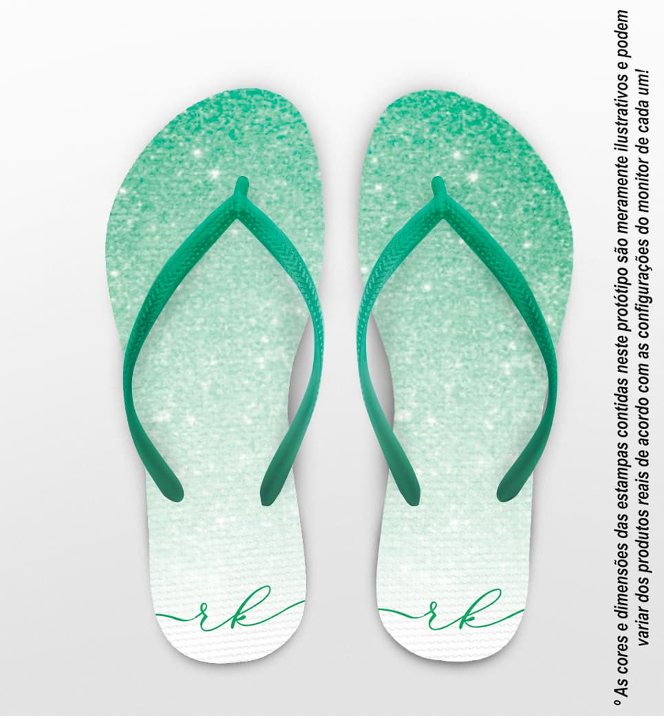 Chinelo Casamento Glitter Verde Personalizado COD 10725