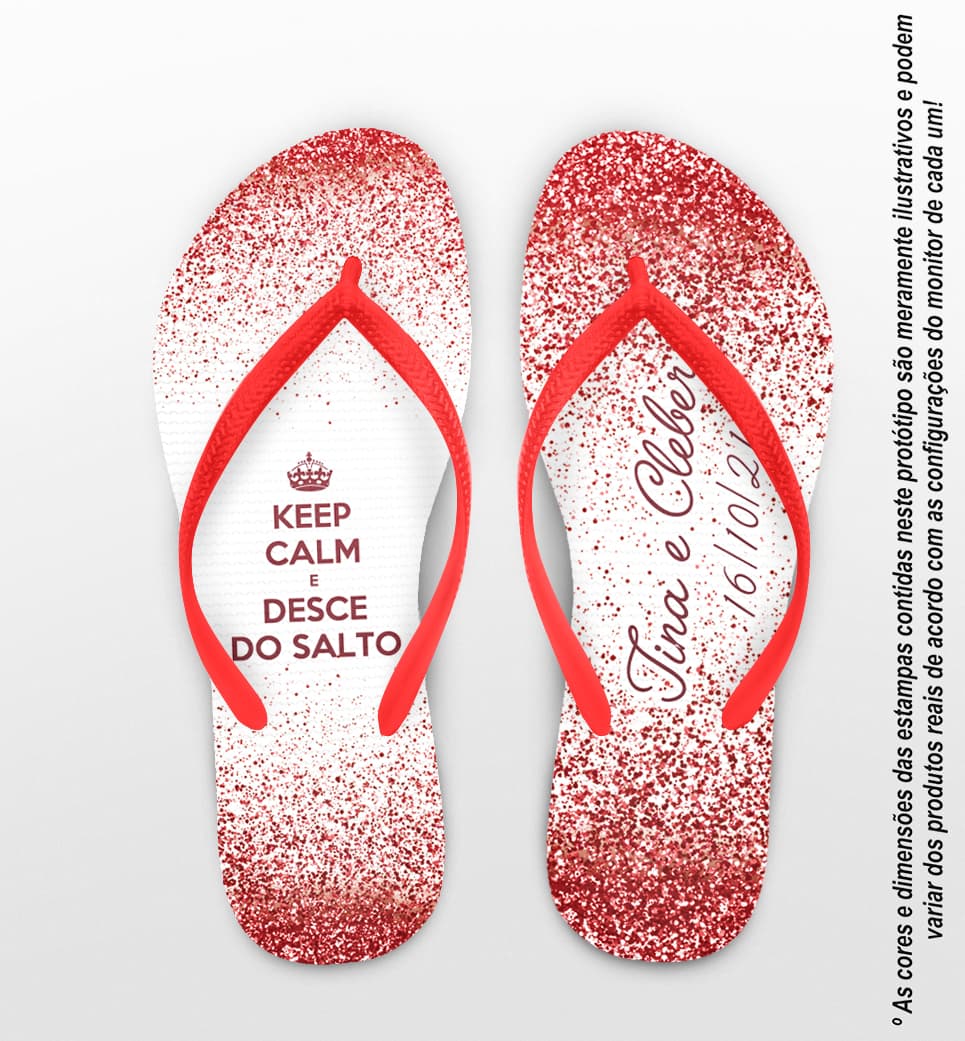 Chinelo Casamento Glitter Vermelho Personalizado COD 8179
