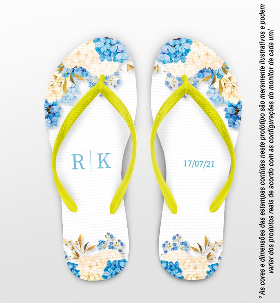 Chinelo Casamento Hortênsia Floral Personalizado COD 10238