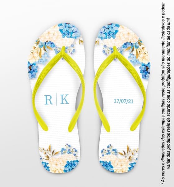 Chinelo Casamento Hortênsia Floral Personalizado COD 10238