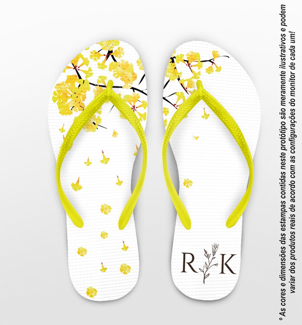 Chinelo Casamento Ipê Amarelo Personalizado COD 10702