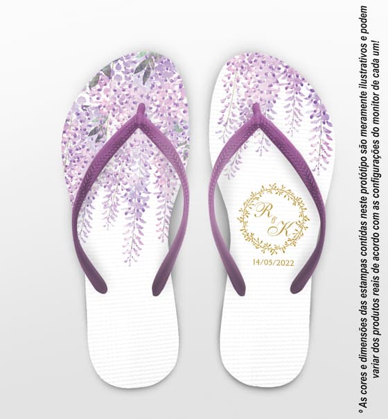 Chinelo Casamento Lavanda Personalizado COD 10716