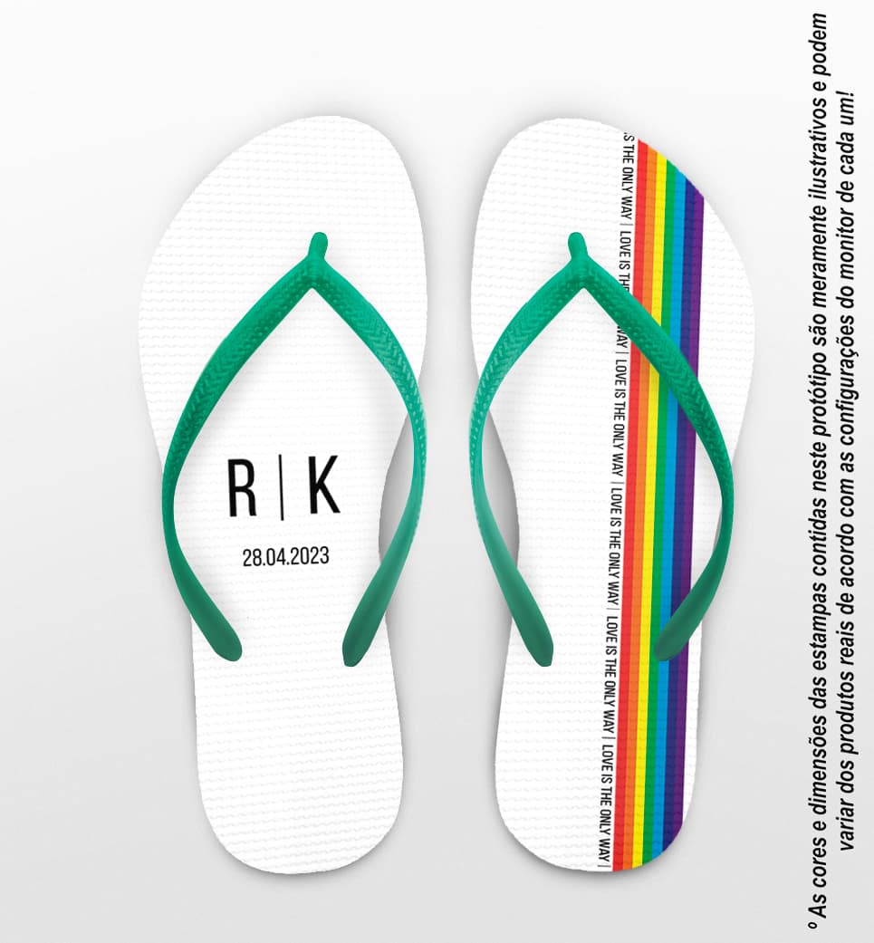 Chinelo Casamento LBGTQ Arco Íris Personalizado COD 10227