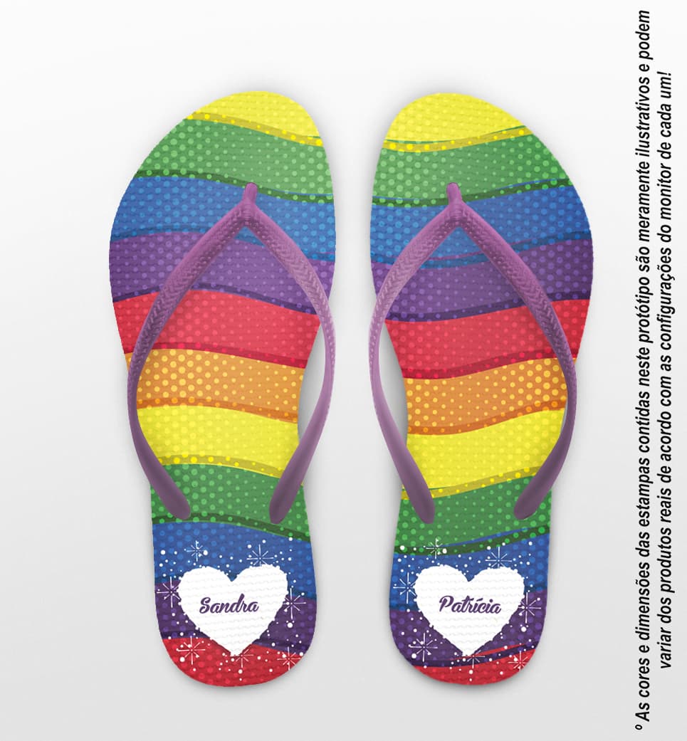 Chinelo Casamento LGBT Personalizado com Coração COD 9376