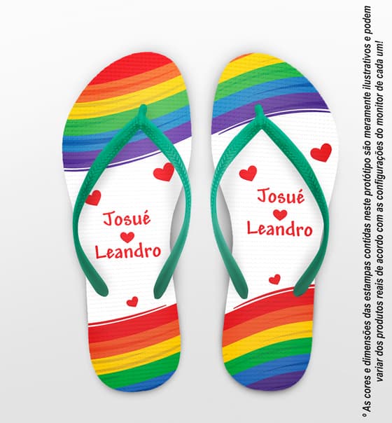 Chinelo Casamento LGBT Personalizado com Coração COD 9377