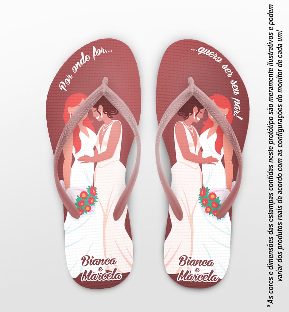 Chinelo Casamento LGBT Personalizado com Noivinhas COD 9370