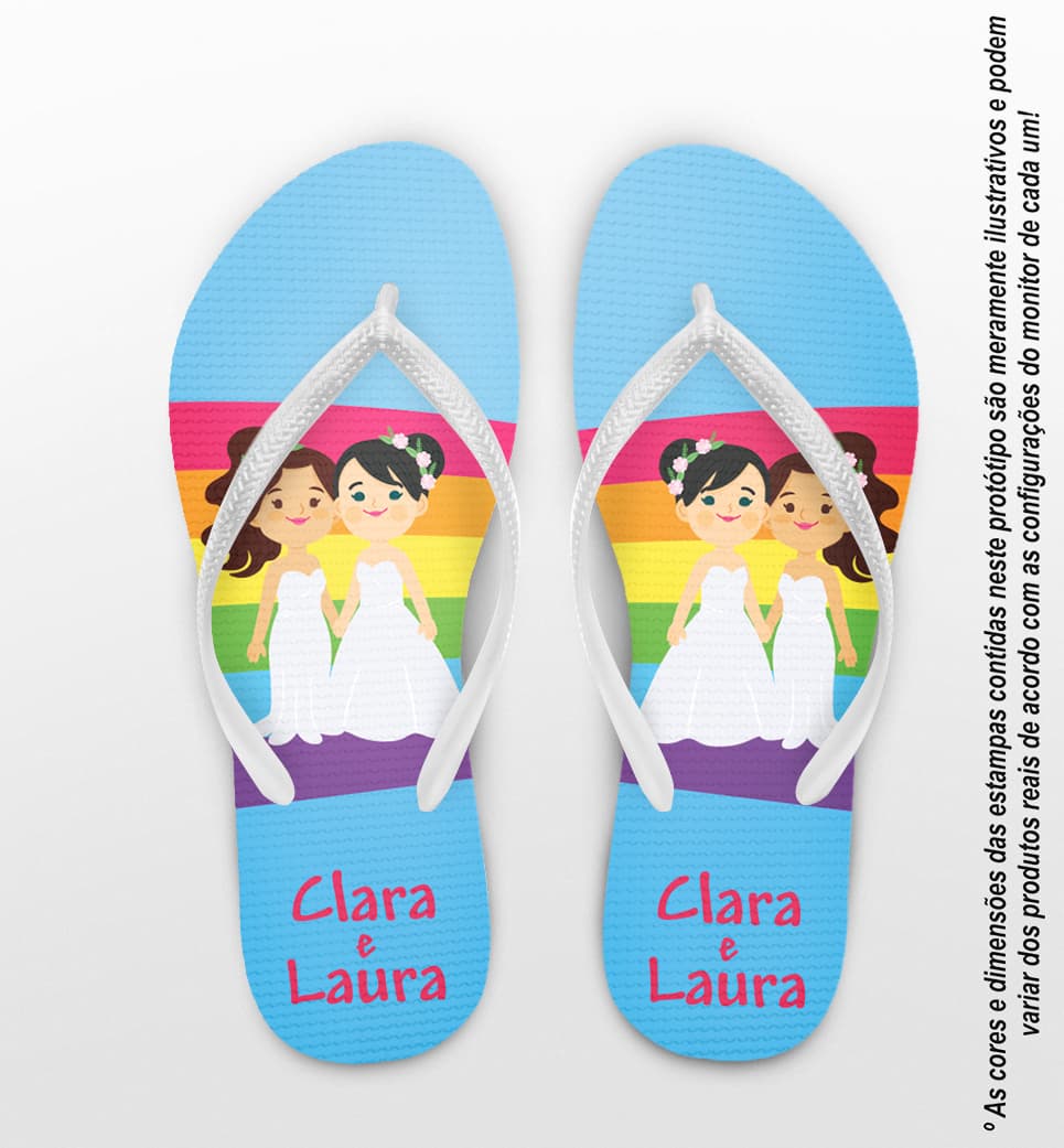 Chinelo Casamento LGBT Personalizado com Noivinhas COD 9375