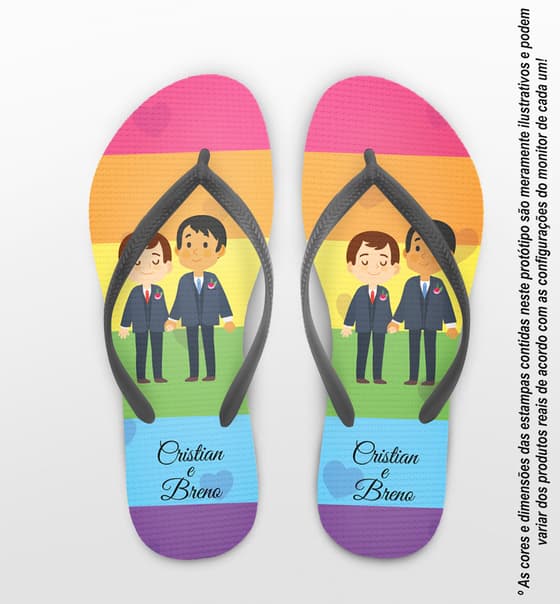 Chinelo Casamento LGBT Personalizado com Noivinhos COD 9374