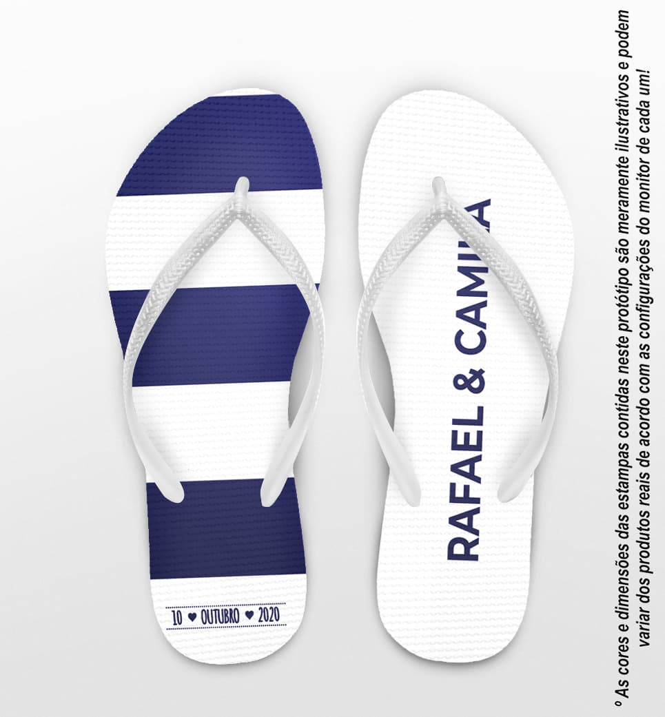 Chinelo Casamento Listrado Azul Personalizado COD 7992