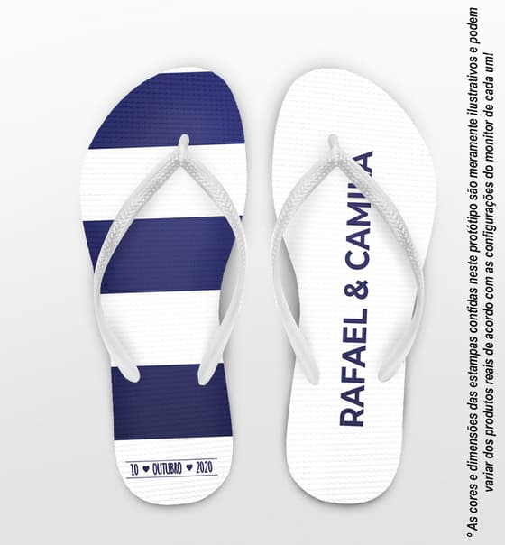 Chinelo Casamento Listrado Azul Personalizado COD 7992