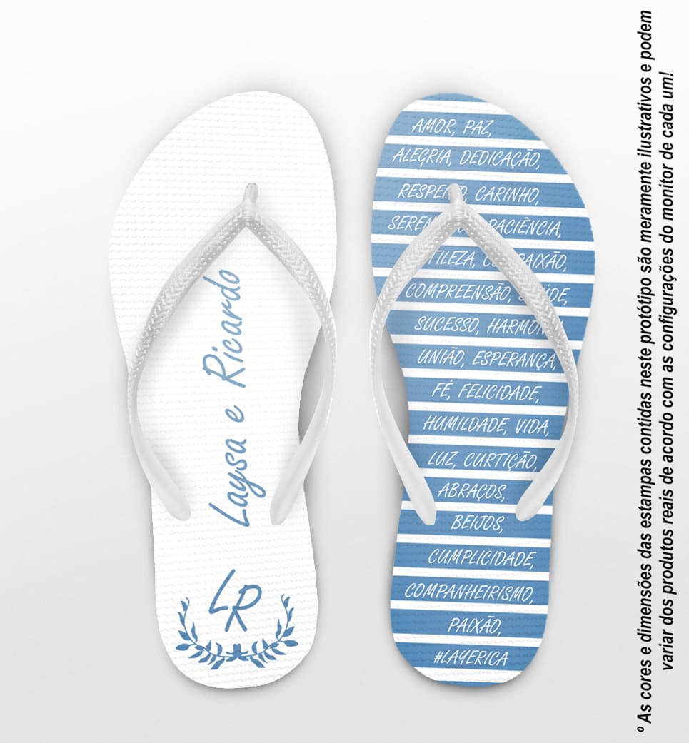 Chinelo Casamento Listrado Azul Personalizado COD 8015