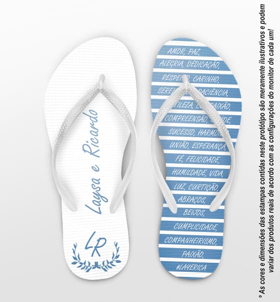 Chinelo Casamento Listrado Azul Personalizado COD 8015