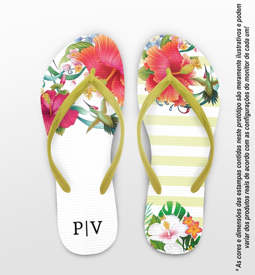 Chinelo Casamento Listrado Verde Personalizado COD 7981
