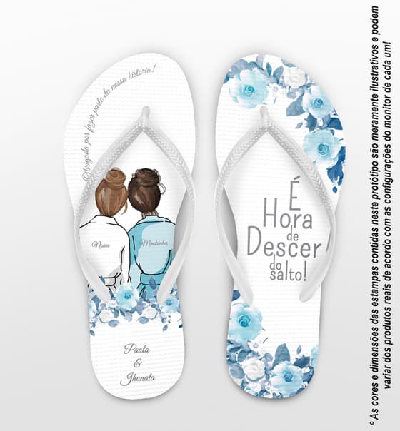 Chinelo Casamento Madrinha Floral Azul Serenity Personalizado COD 10293