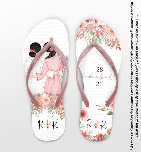 Chinelo Casamento Madrinhas Floral Personalizado COD 10249