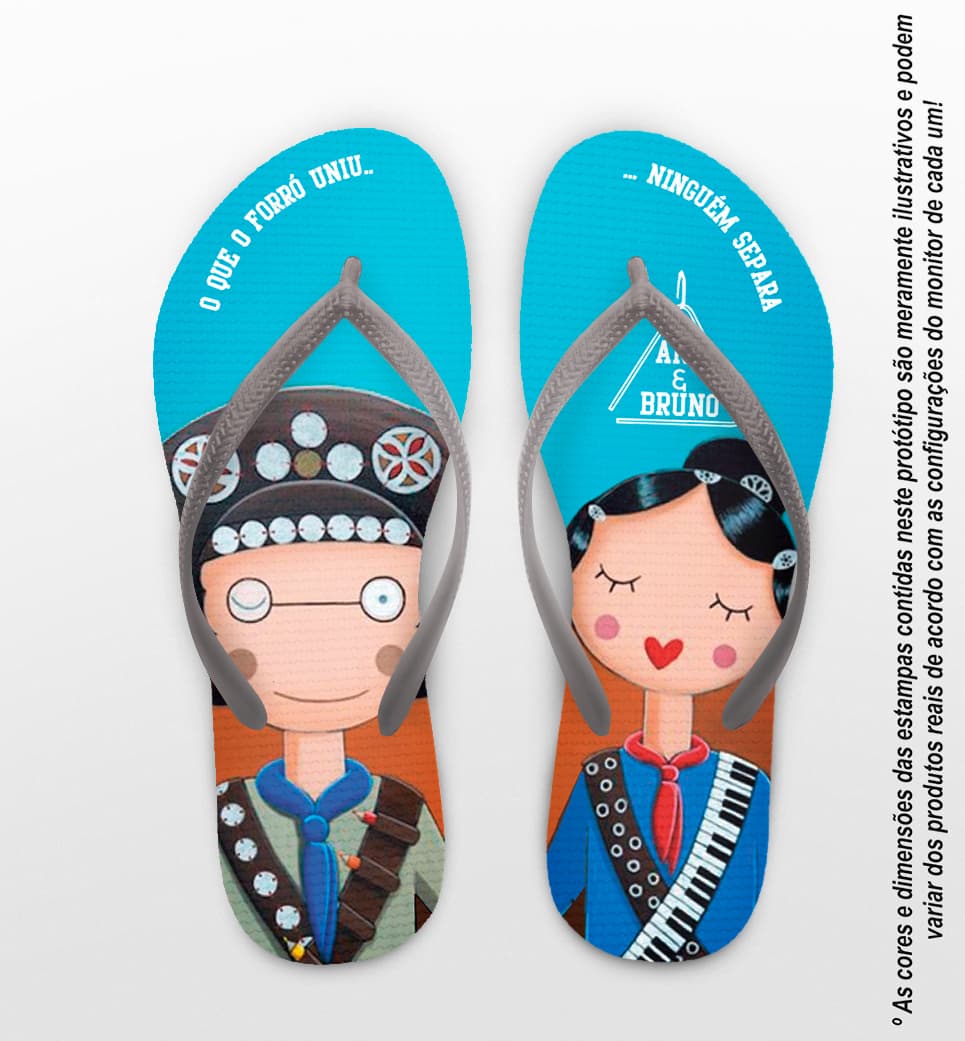 Chinelo Casamento Maria Bonita e Lampião Personalizado COD 10584