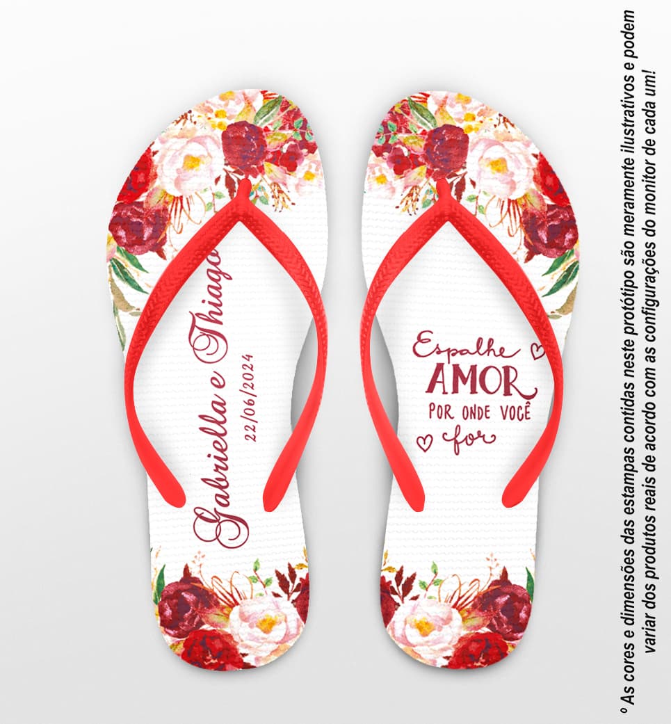 Chinelo Casamento Marsala Espalhe Amor Personalizado COD 10231