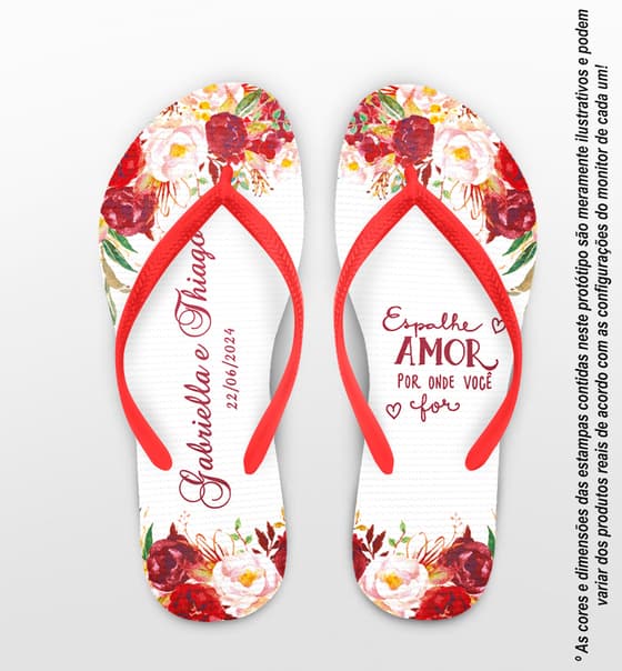 Chinelo Casamento Marsala Espalhe Amor Personalizado COD 10231
