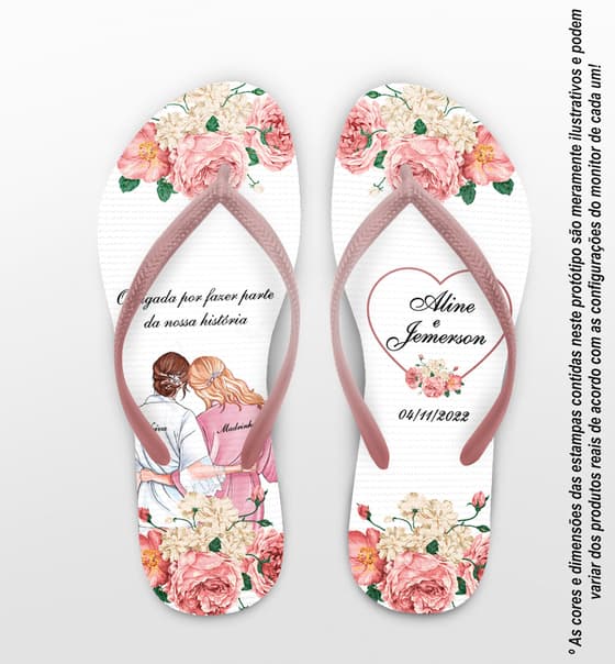 Chinelo Casamento Noiva Madrinha Rosa Personalizado COD 10590