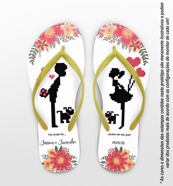 Chinelo Casamento Noivinhos 8 Bit Personalizado COD 10744