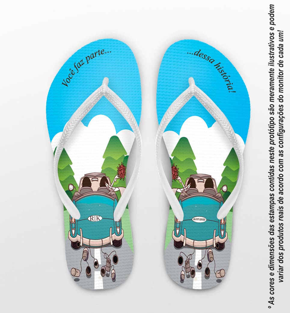 Chinelo Casamento Noivinhos Carro Personalizado COD 10758